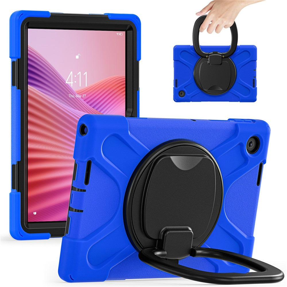 For Lenovo Tab 10.1 (2025) TB311XU / Zhaoyang K10C Case TPU + PC + Silicone Tablet Cover Swivel Kickstand Handle Grip - Blue
