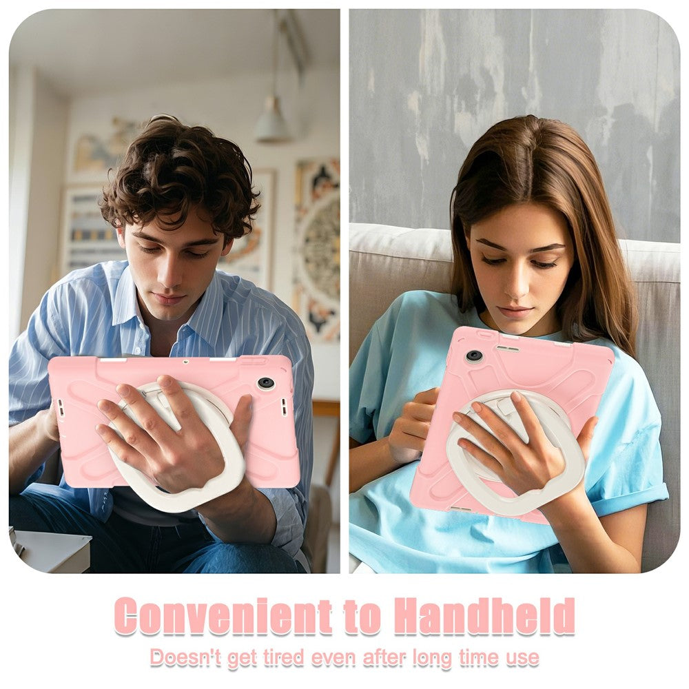 For Lenovo Tab 10.1 (2025) TB311XU2 / Zhaoyang K10C Case with Shoulder Strap TPU + PC + Silicone Kickstand Tablet Cover - Pink