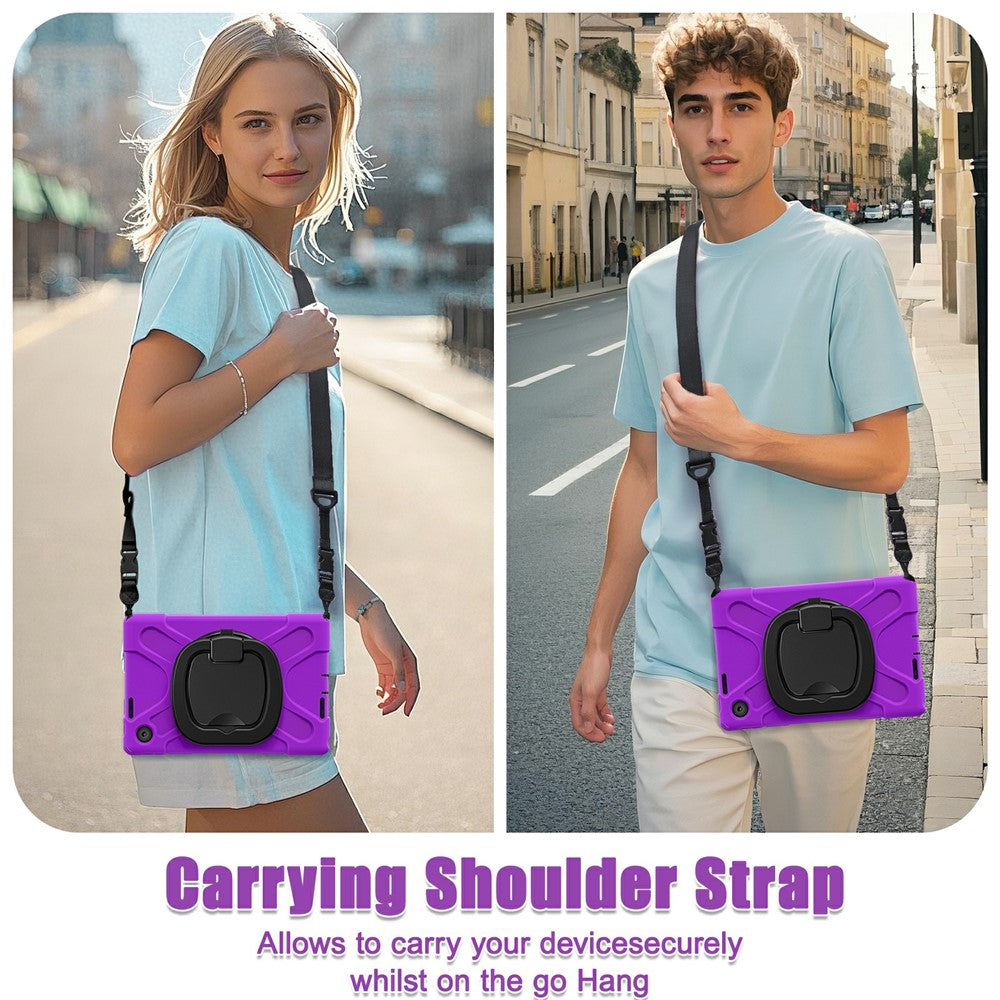 For Lenovo Tab 10.1 (2025) TB311XU2 / Zhaoyang K10C Case with Shoulder Strap TPU + PC + Silicone Kickstand Tablet Cover - Purple