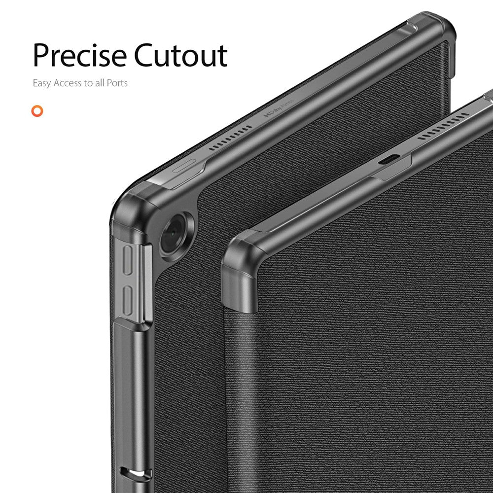 DUX DUCIS Domo Series for Lenovo Tab K10 (2nd Gen) Case Tri-Fold Stand Leather Cover Auto Wake / Sleep - Black