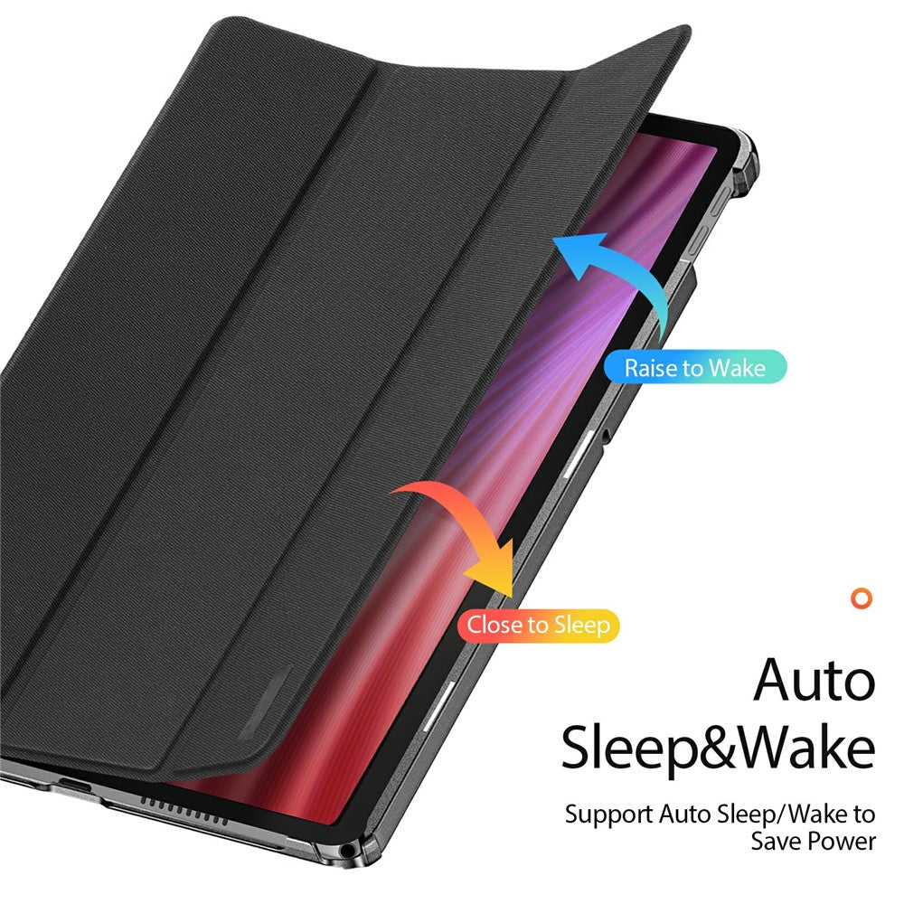 DUX DUCIS Domo Series for Lenovo Tab K10 (2nd Gen) Case Tri-Fold Stand Leather Cover Auto Wake / Sleep - Black