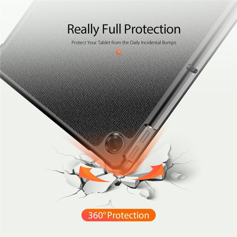 DUX DUCIS Domo Series for Lenovo Tab K10 (2nd Gen) Case Tri-Fold Stand Leather Cover Auto Wake / Sleep - Black