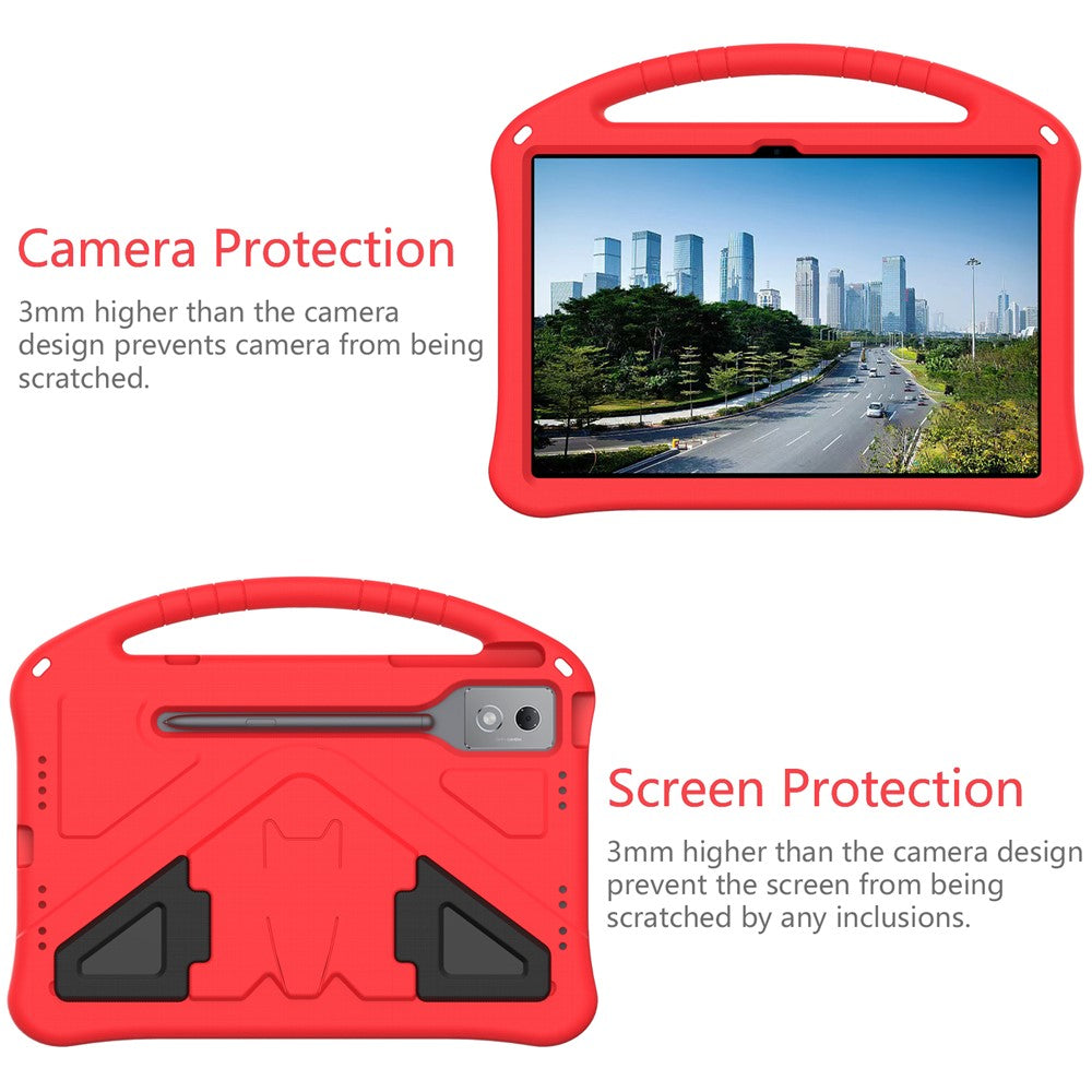For Lenovo Idea Tab Pro (TB-373FU) Case EVA Tablet Cover with Handle Kickstand Children Friendly - Red