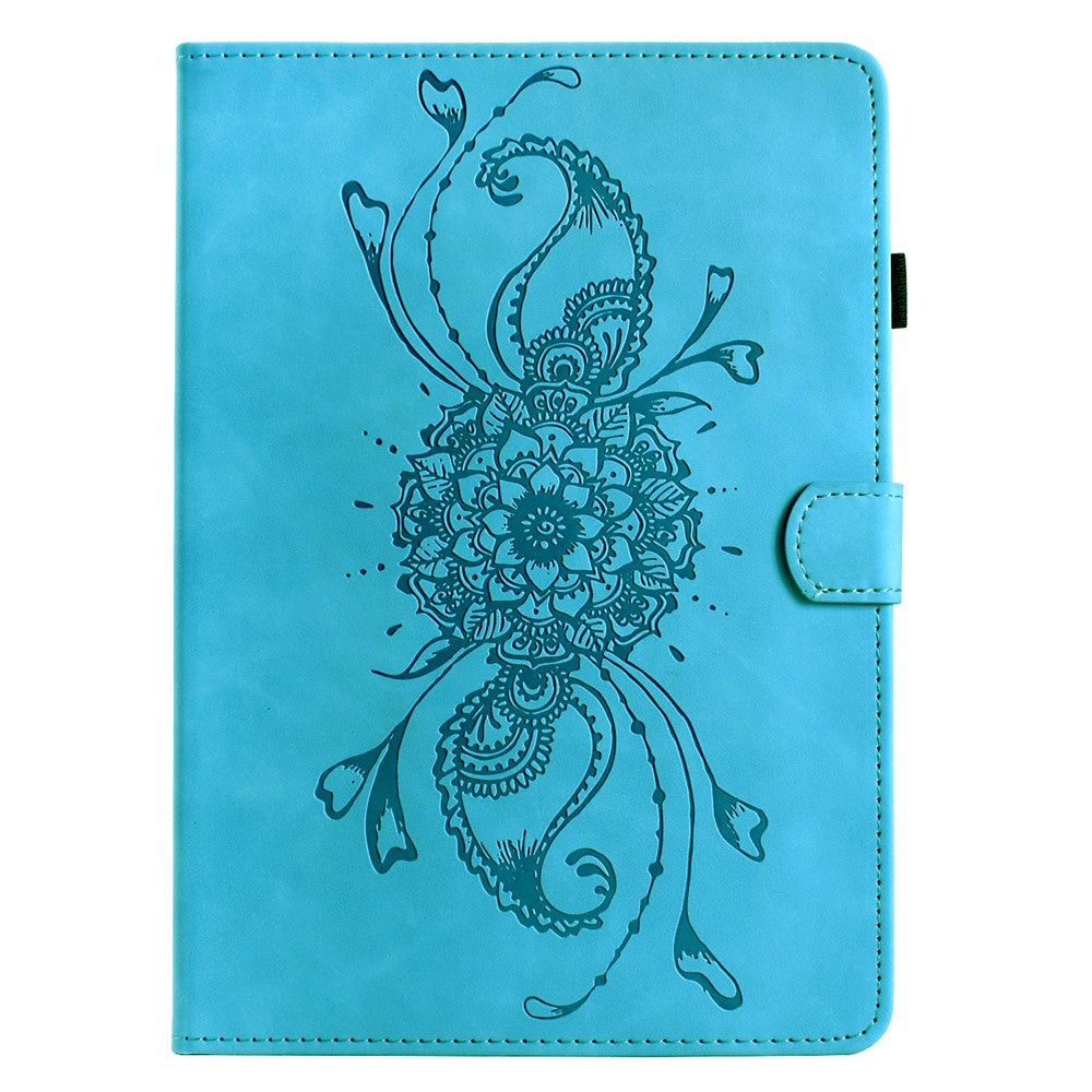 For Lenovo Tab M9 TB-310FU Case Mandala Imprinted Leather Tablet Cover with Card Slots - Sky Blue