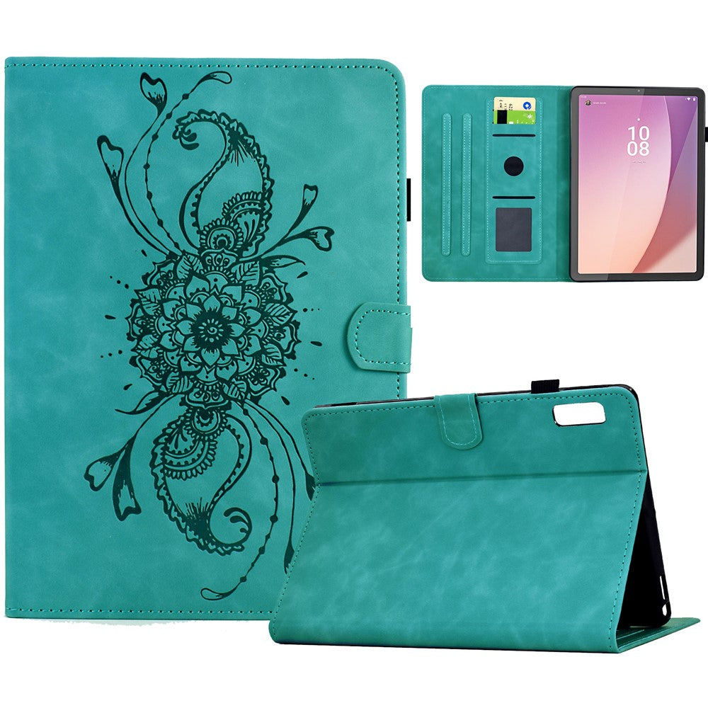 For Lenovo Tab M9 TB-310FU Case Mandala Imprinted Leather Tablet Cover with Card Slots - Baby Blue