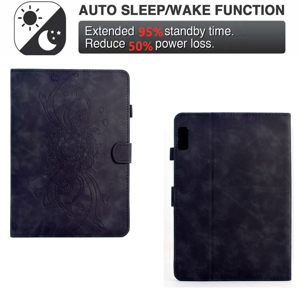 For Lenovo Tab M9 TB-310FU Case Mandala Imprinted Leather Tablet Cover with Card Slots - Black