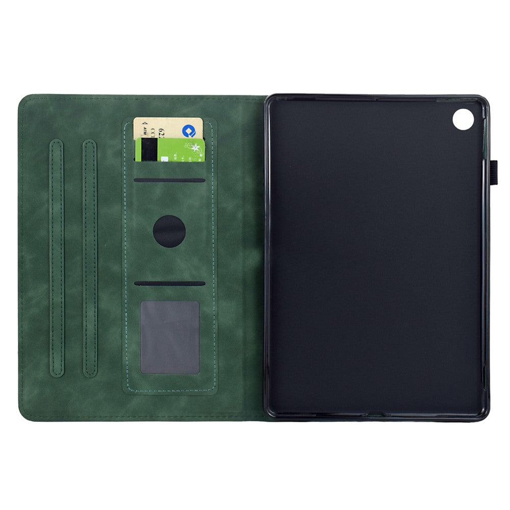 For Lenovo Tab M10 Plus (3rd Gen) Case Mandala Imprinted Leather Tablet Cover with Card Slots - Green