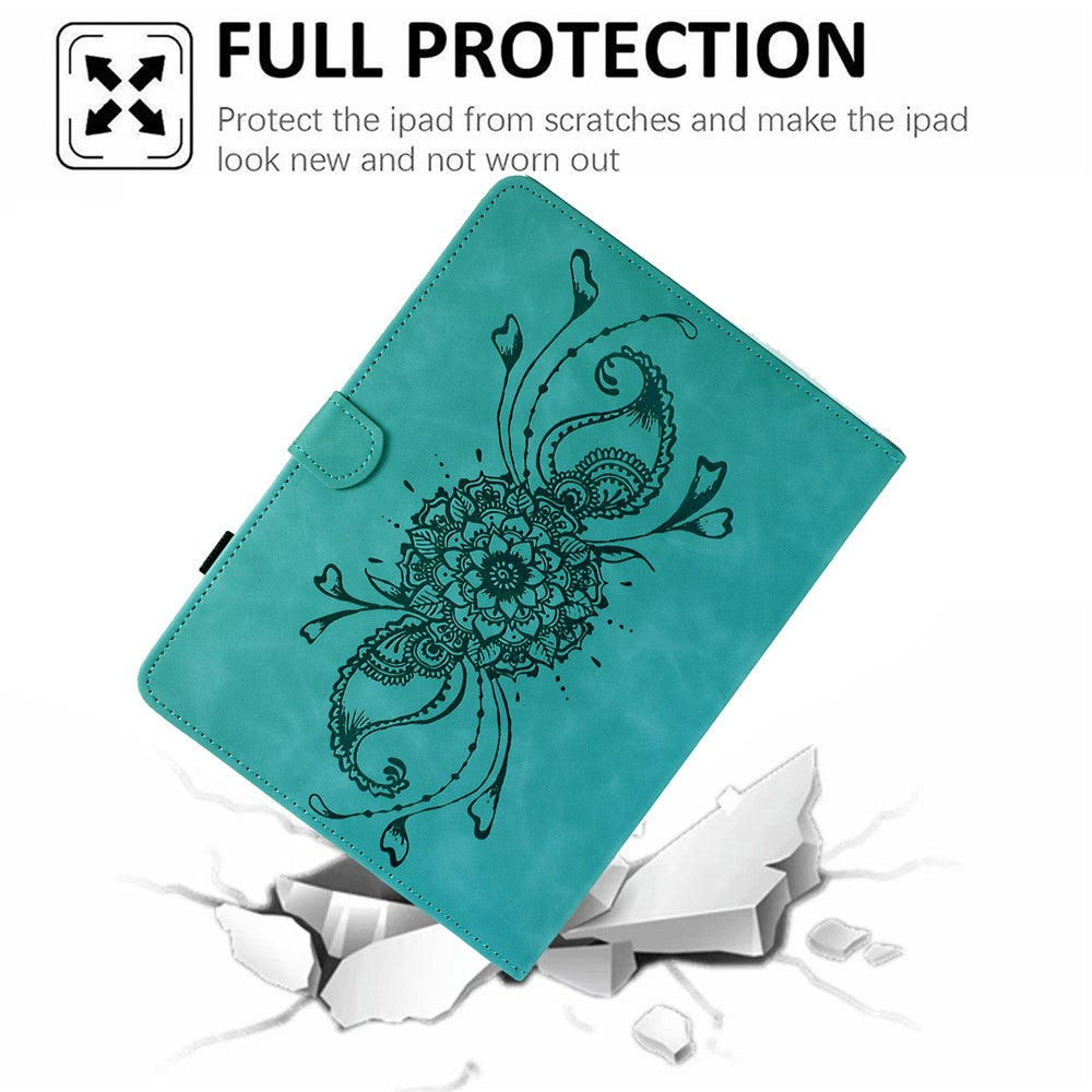 For Lenovo Tab M10 Plus (3rd Gen) Case Mandala Imprinted Leather Tablet Cover with Card Slots - Baby Blue