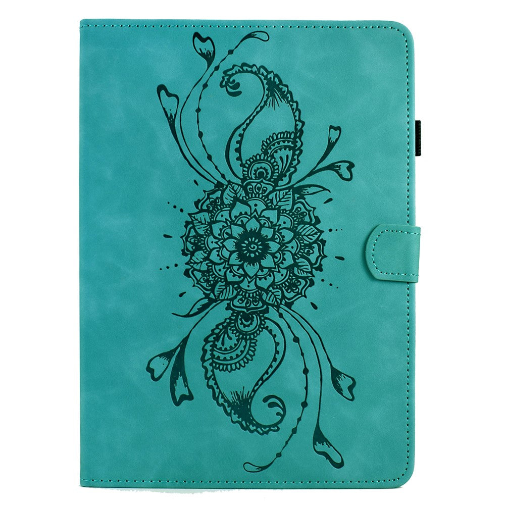 For Lenovo Tab M10 Plus (3rd Gen) Case Mandala Imprinted Leather Tablet Cover with Card Slots - Baby Blue