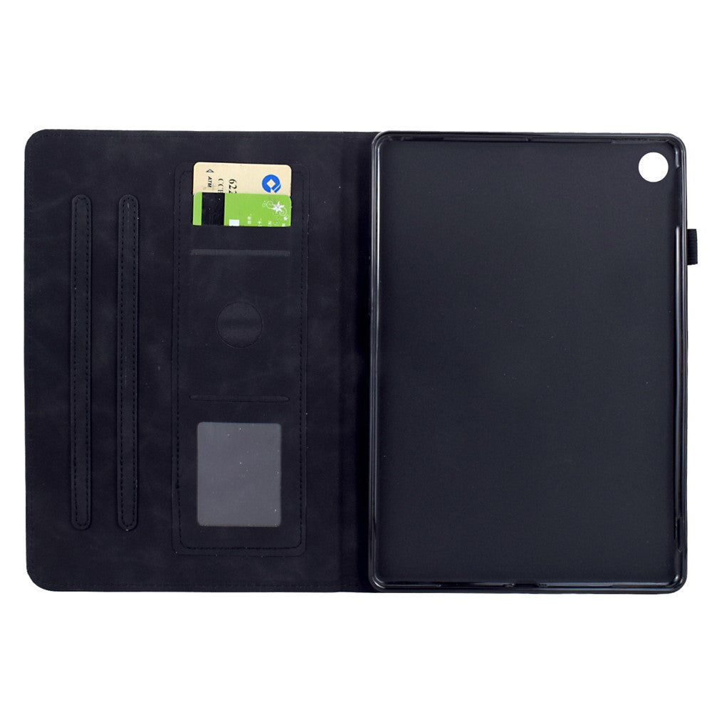 For Lenovo Tab M10 Plus (3rd Gen) Case Mandala Imprinted Leather Tablet Cover with Card Slots - Black