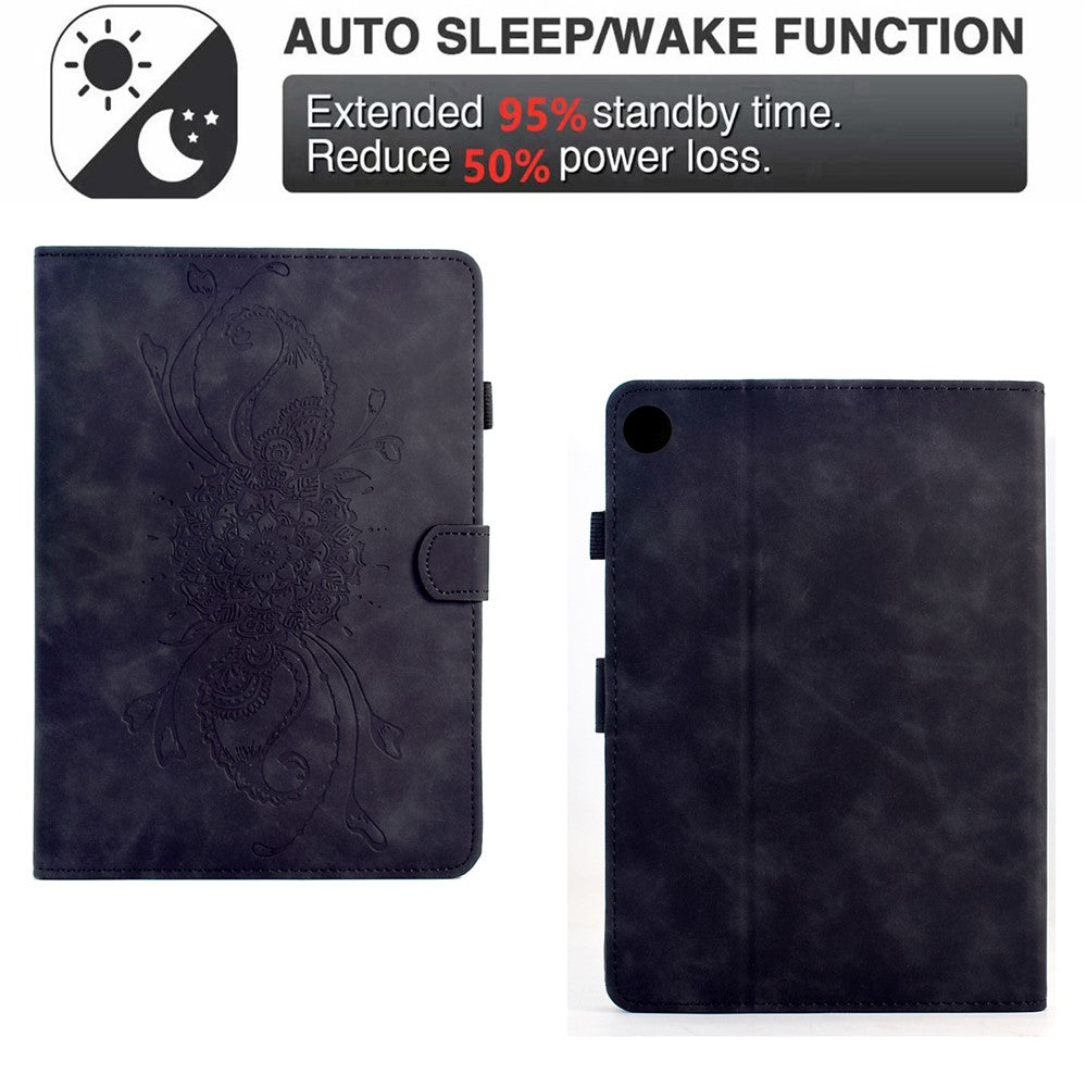 For Lenovo Tab M10 Plus (3rd Gen) Case Mandala Imprinted Leather Tablet Cover with Card Slots - Black
