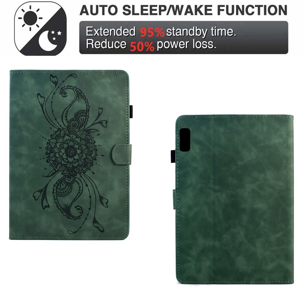 For Lenovo Tab P11 Gen 2 / Xiaoxin Pad Plus (2023) Case Mandala Imprinted Leather Tablet Cover with Card Slots - Green