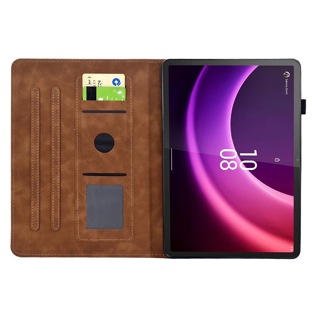 For Lenovo Tab P11 Gen 2 / Xiaoxin Pad Plus (2023) Case Mandala Imprinted Leather Tablet Cover with Card Slots - Brown