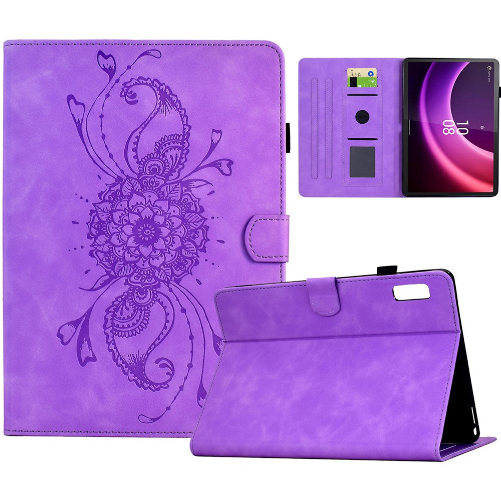 For Lenovo Tab P11 Gen 2 / Xiaoxin Pad Plus (2023) Case Mandala Imprinted Leather Tablet Cover with Card Slots - Light Purple