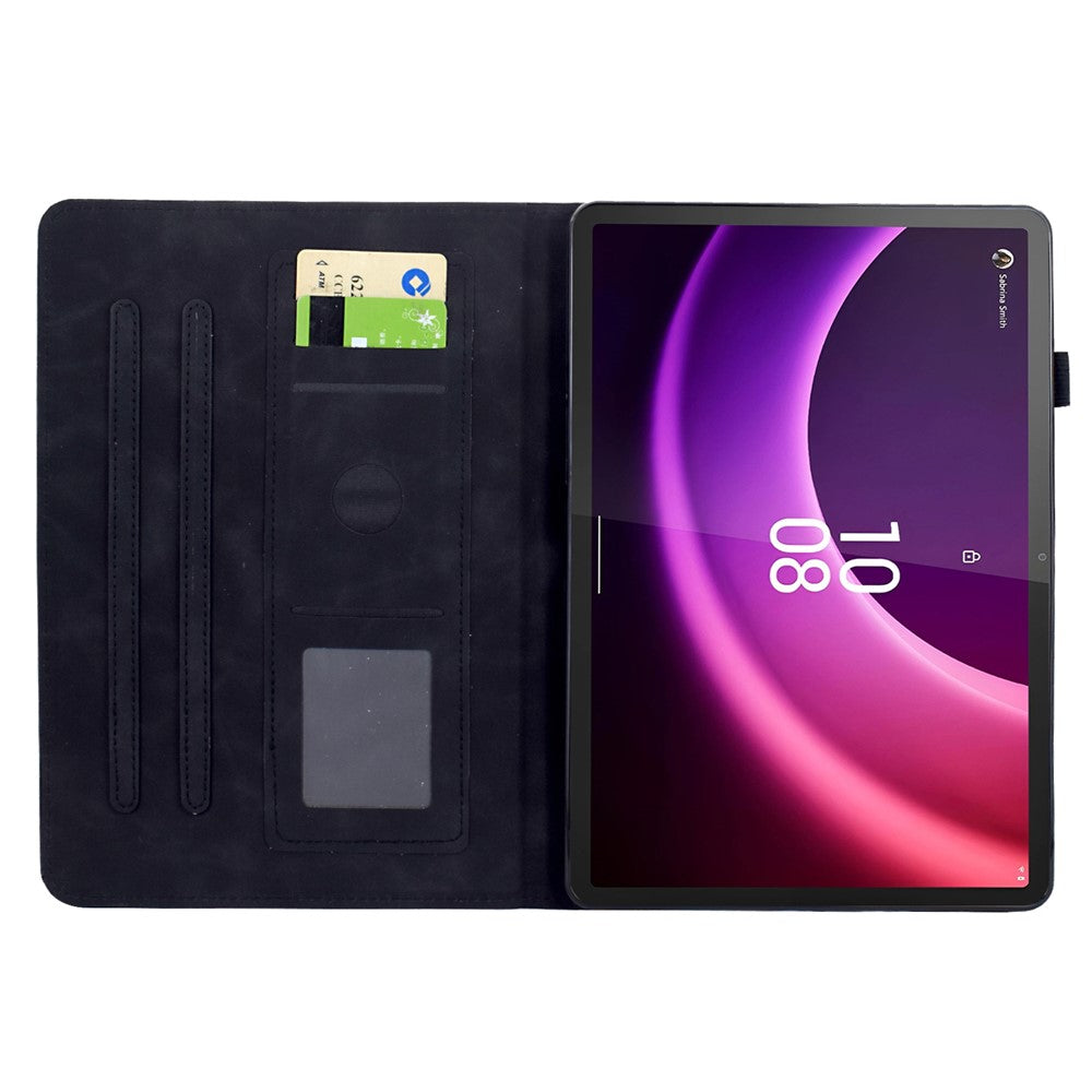 For Lenovo Tab P11 Gen 2 / Xiaoxin Pad Plus (2023) Case Mandala Imprinted Leather Tablet Cover with Card Slots - Black