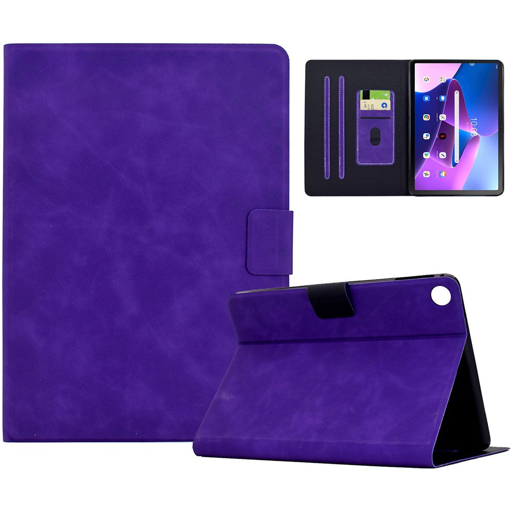 For Lenovo Tab M10 Plus (3rd Gen) Case PU Leather Tablet Cover with Card Slots - Purple