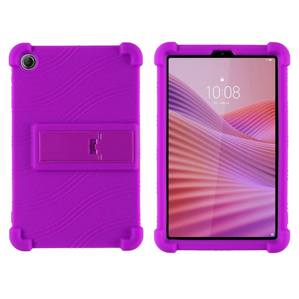 For Lenovo Tab K9 / Tab One Silicone Case with Kickstand Rugged Protective Cover - Purple