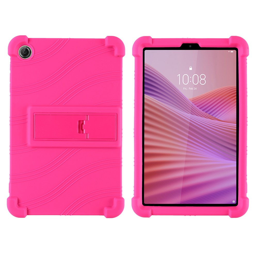 For Lenovo Tab K9 / Tab One Silicone Case with Kickstand Rugged Protective Cover - Rose