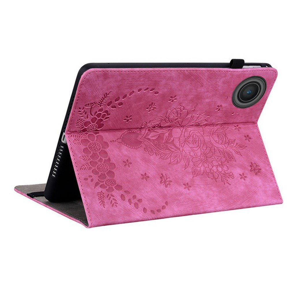 For Lenovo Tab TB311FU Case Card Holder Anti-Scratch Leather Cover Rose Flower Imprint - Rose
