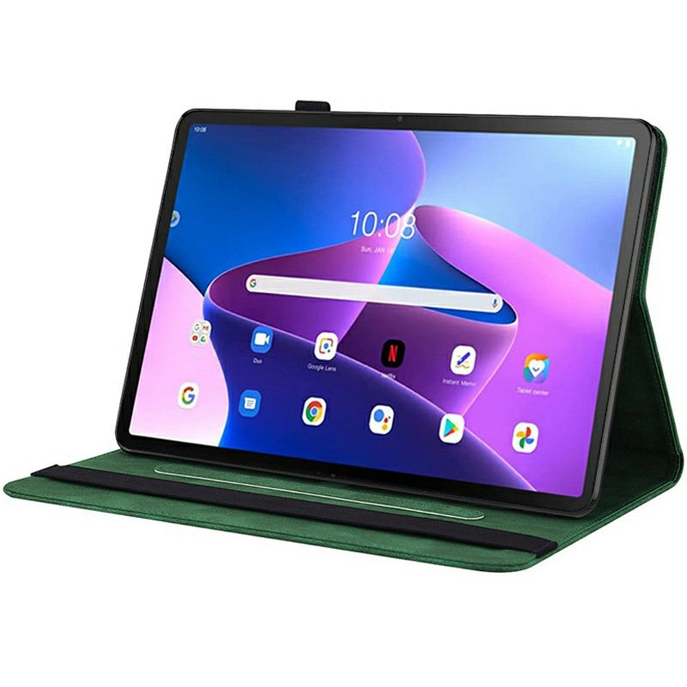 For Lenovo Tab TB311FU Case Butterfly Flower Imprint PU Leather Tablet Cover with Card Slots - Green