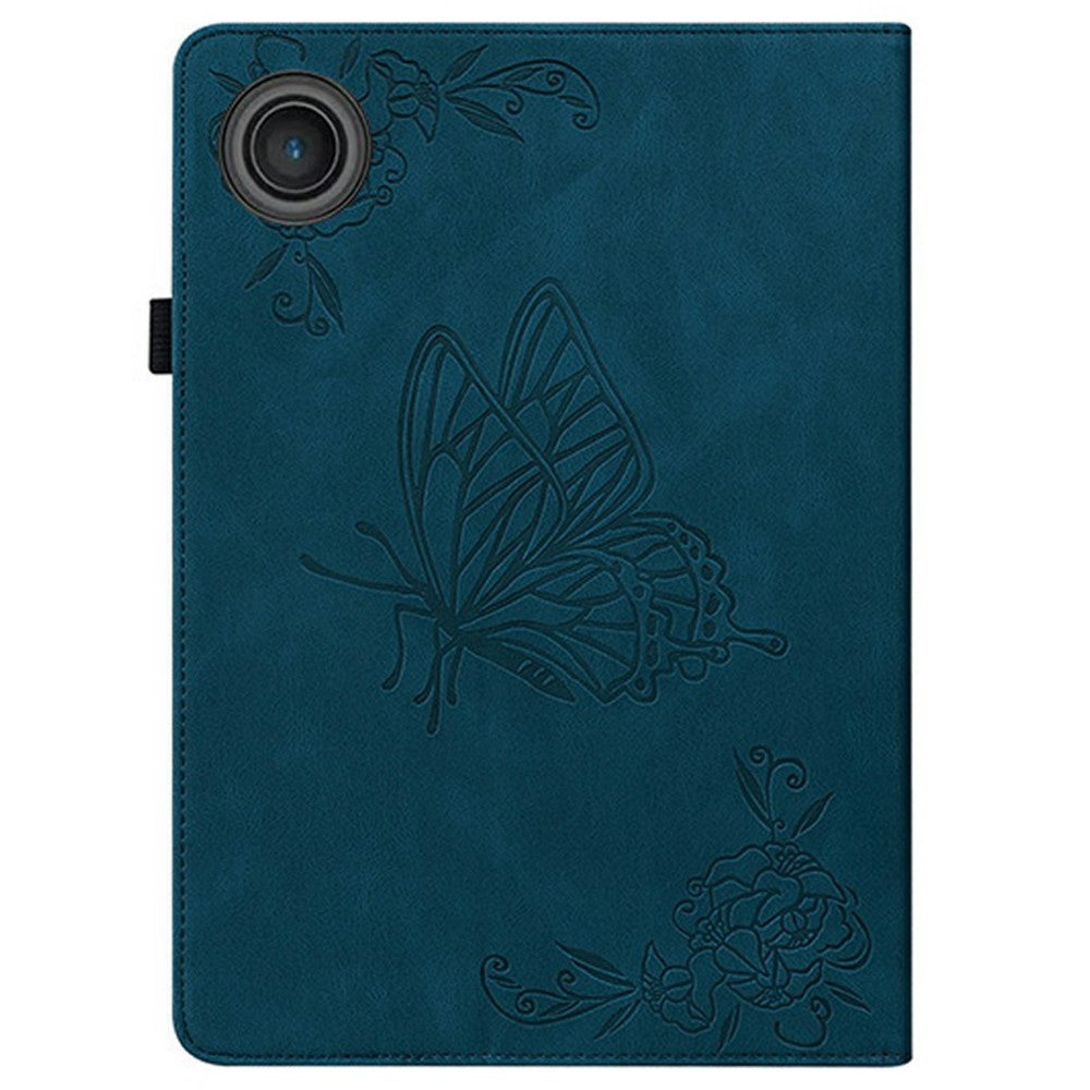 For Lenovo Tab TB311FU Case Butterfly Flower Imprint PU Leather Tablet Cover with Card Slots - Blue