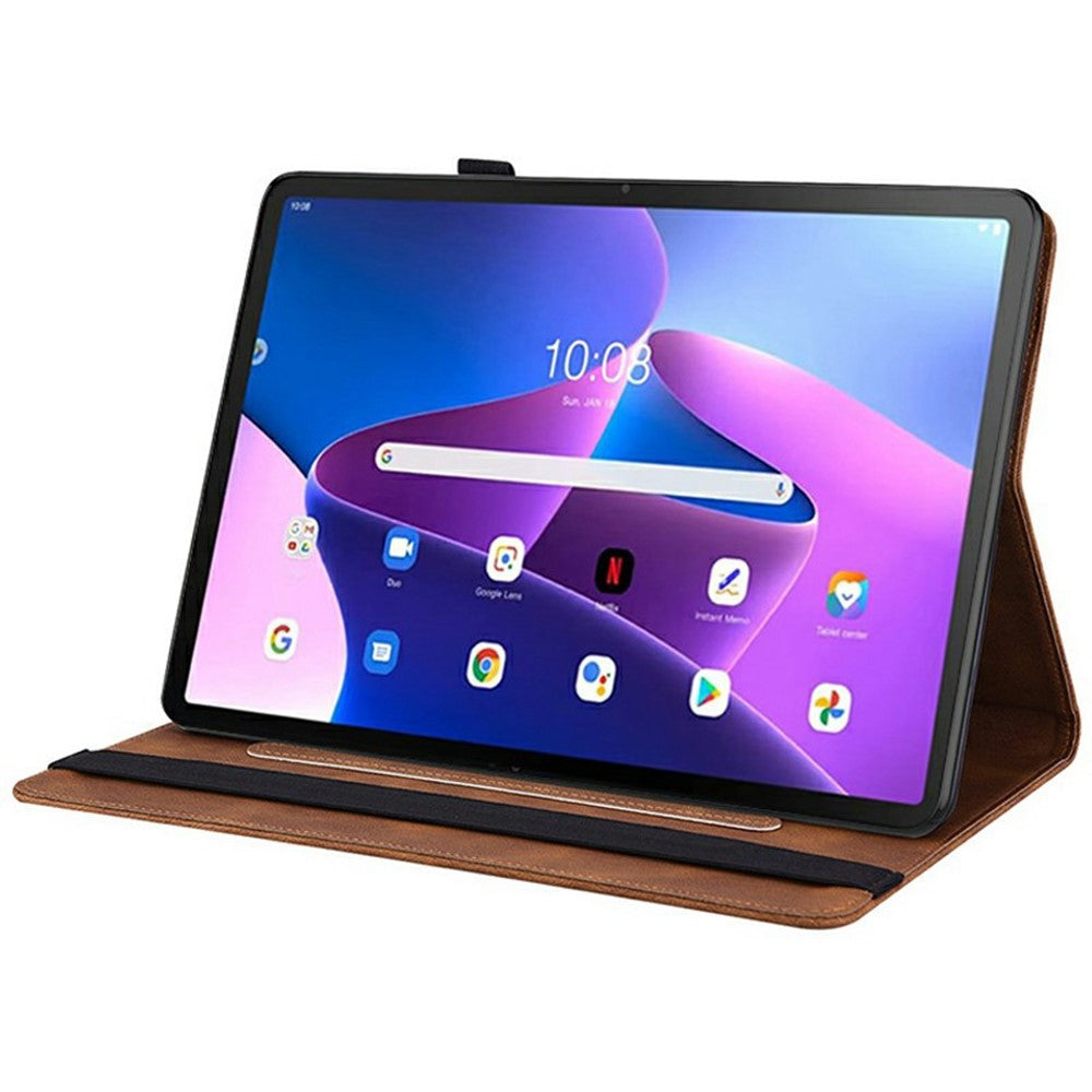For Lenovo Tab TB311FU Case Butterfly Flower Imprint PU Leather Tablet Cover with Card Slots - Brown
