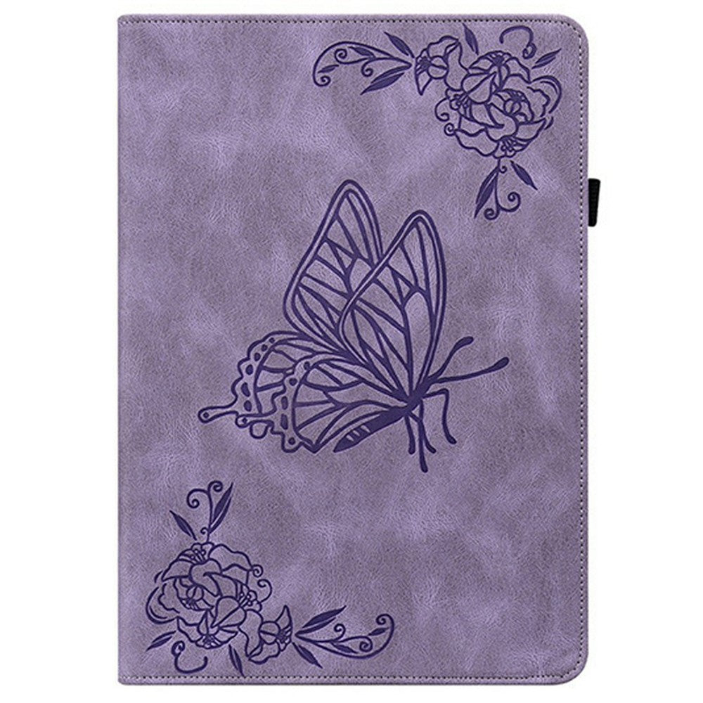 For Lenovo Tab TB311FU Case Butterfly Flower Imprint PU Leather Tablet Cover with Card Slots - Purple