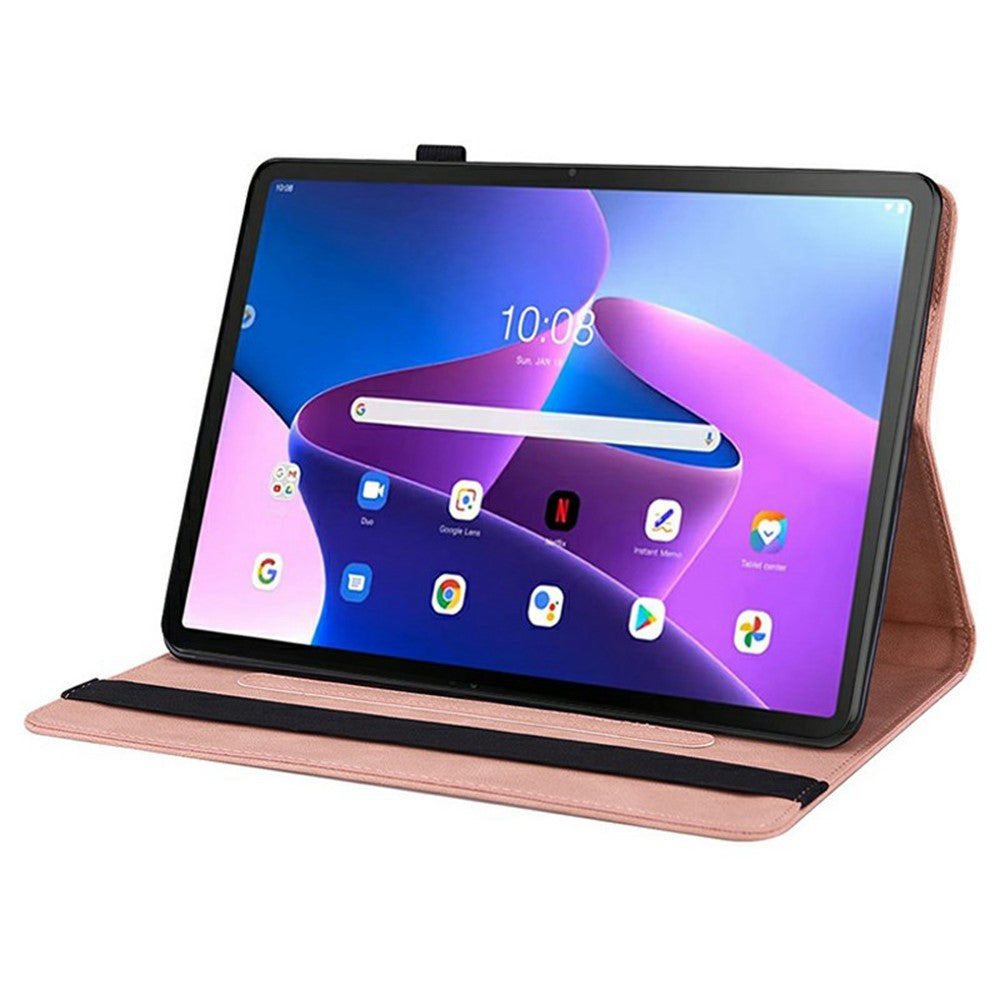 For Lenovo Tab TB311FU Case Butterfly Flower Imprint PU Leather Tablet Cover with Card Slots - Pink