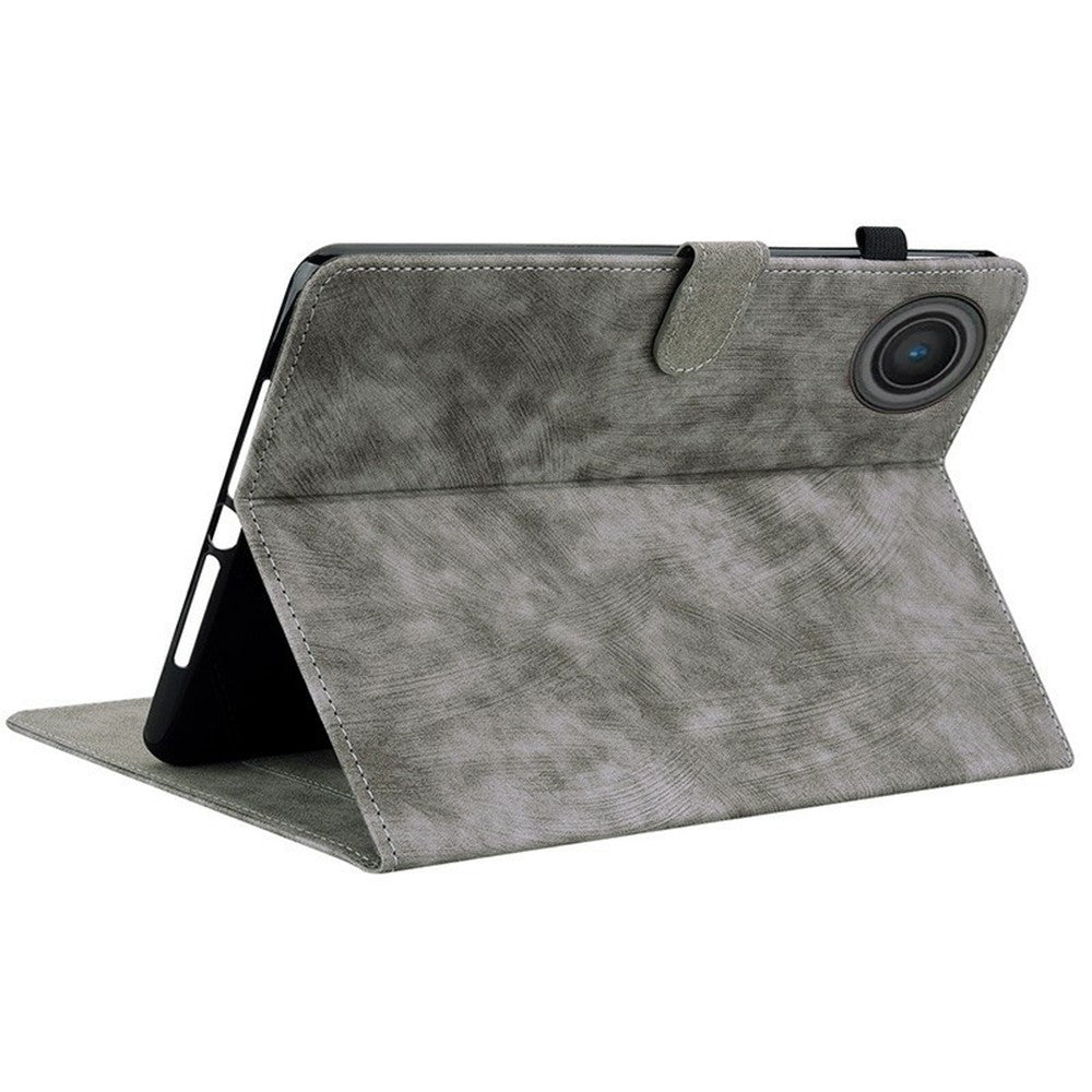 For Lenovo Tab TB311FU Case Tiger Imprint Anti-Scratch PU Leather Tablet Cover - Grey