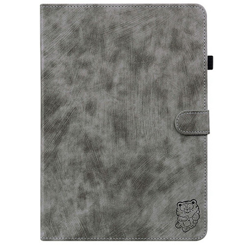 For Lenovo Tab TB311FU Case Tiger Imprint Anti-Scratch PU Leather Tablet Cover - Grey