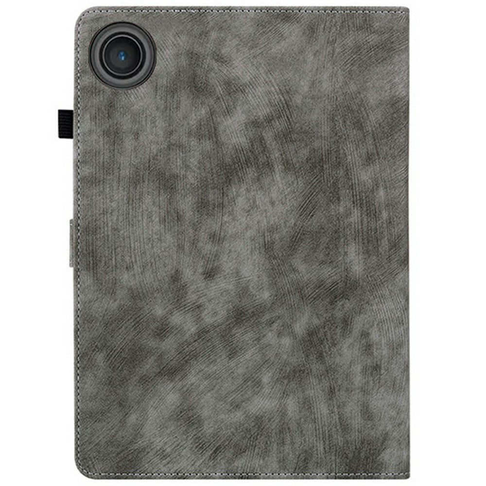 For Lenovo Tab TB311FU Case Tiger Imprint Anti-Scratch PU Leather Tablet Cover - Grey
