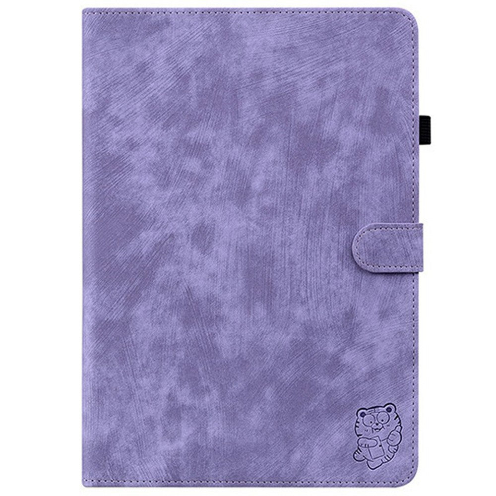 For Lenovo Tab TB311FU Case Tiger Imprint Anti-Scratch PU Leather Tablet Cover - Purple