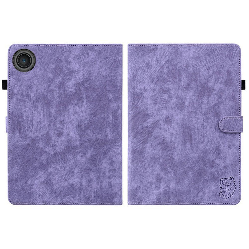 For Lenovo Tab TB311FU Case Tiger Imprint Anti-Scratch PU Leather Tablet Cover - Purple