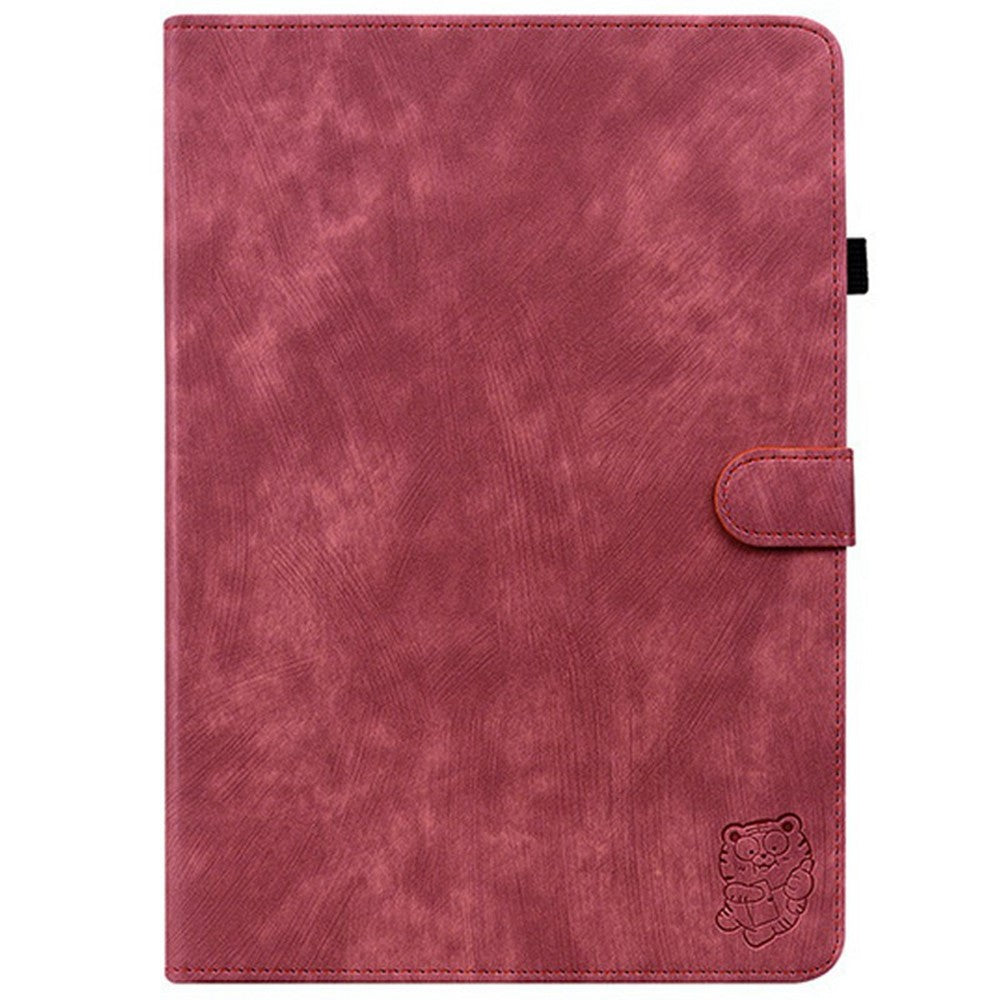 For Lenovo Tab TB311FU Case Tiger Imprint Anti-Scratch PU Leather Tablet Cover - Red