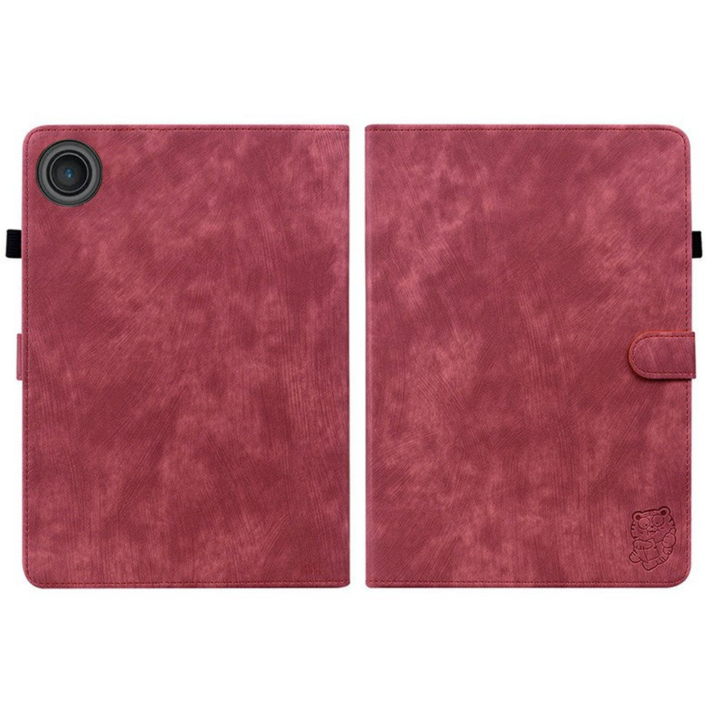 For Lenovo Tab TB311FU Case Tiger Imprint Anti-Scratch PU Leather Tablet Cover - Red