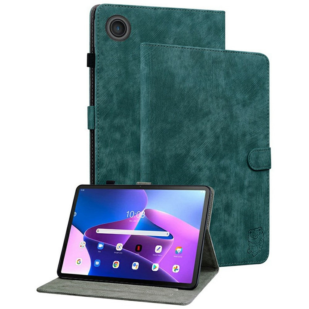 For Lenovo Tab TB311FU Case Tiger Imprint Anti-Scratch PU Leather Tablet Cover - Green