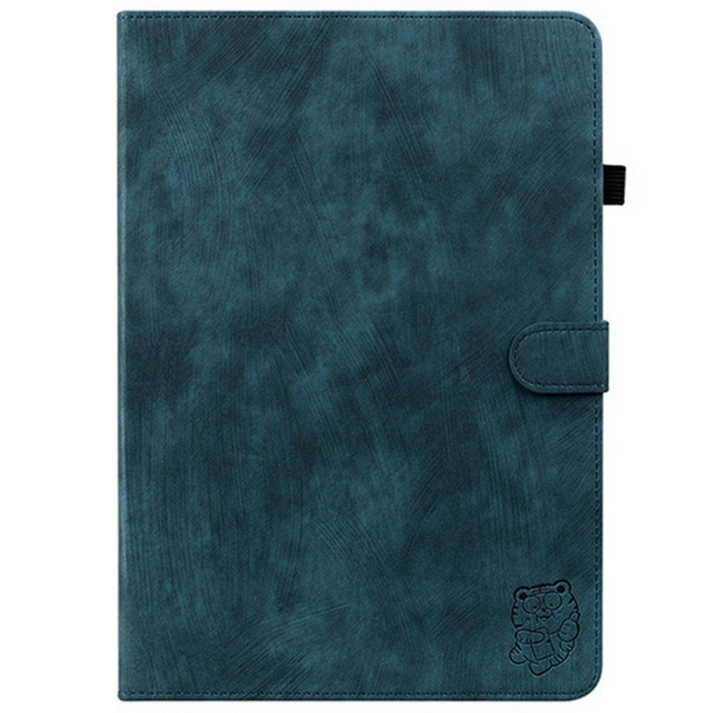 For Lenovo Tab TB311FU Case Tiger Imprint Anti-Scratch PU Leather Tablet Cover - Blue