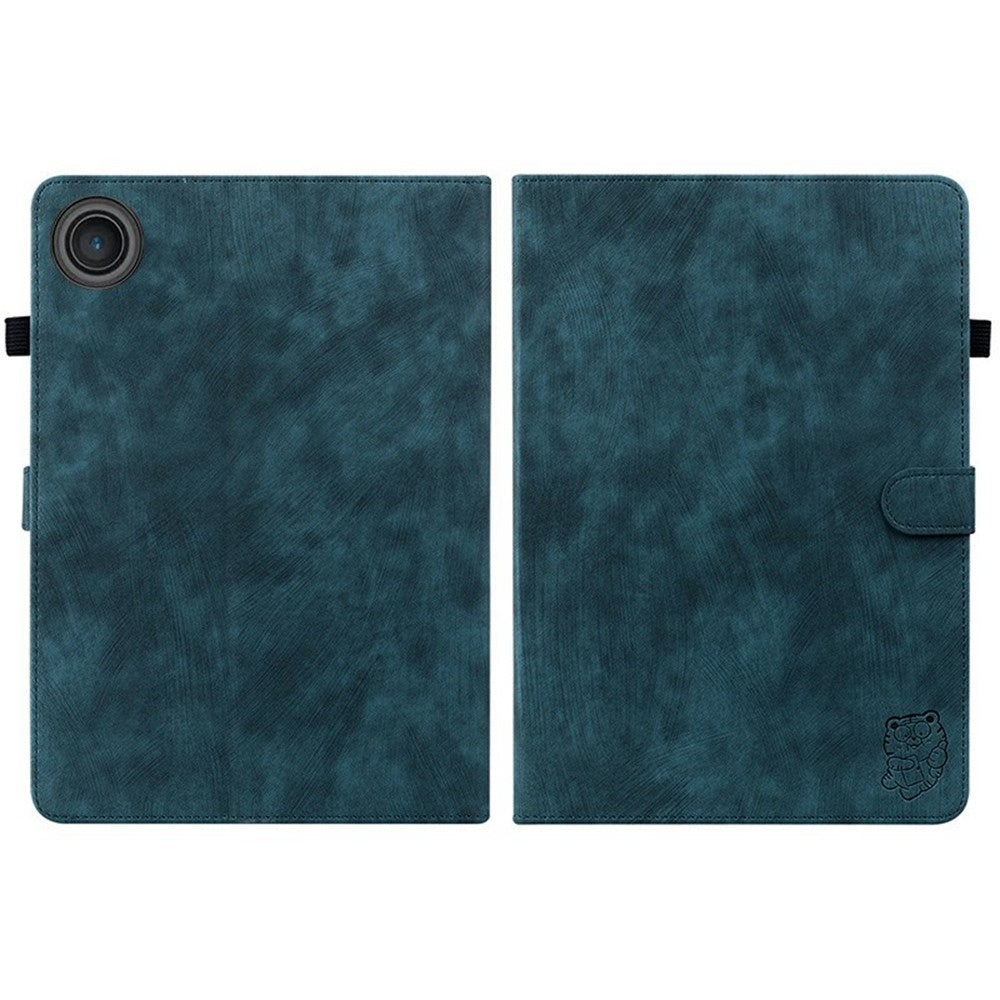 For Lenovo Tab TB311FU Case Tiger Imprint Anti-Scratch PU Leather Tablet Cover - Blue