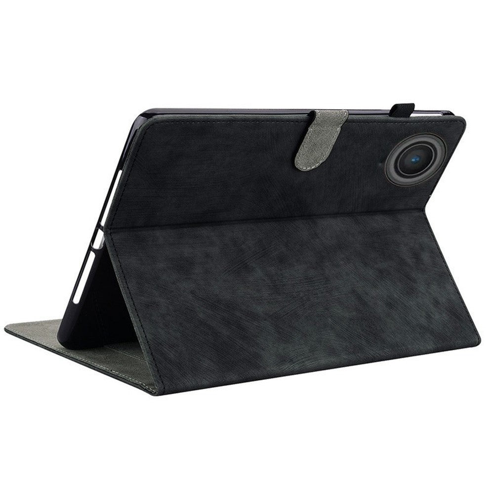 For Lenovo Tab TB311FU Case Tiger Imprint Anti-Scratch PU Leather Tablet Cover - Black