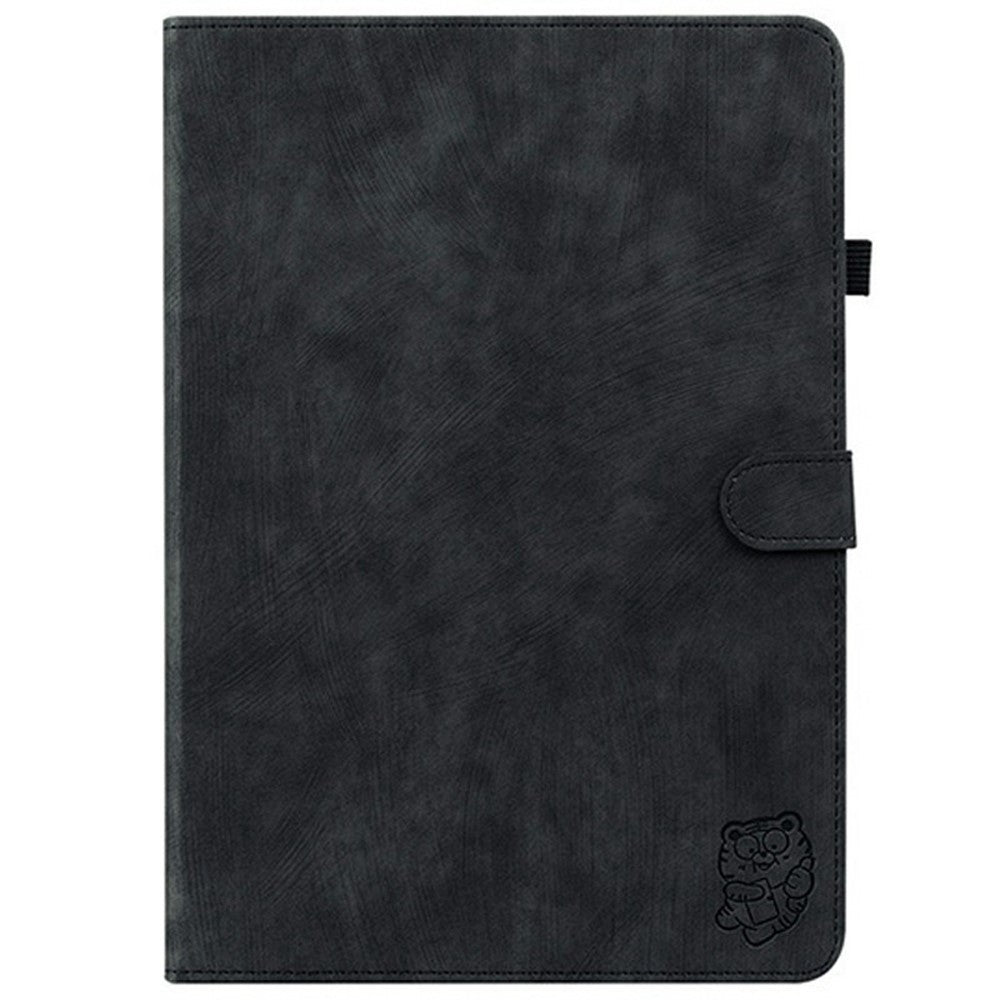For Lenovo Tab TB311FU Case Tiger Imprint Anti-Scratch PU Leather Tablet Cover - Black