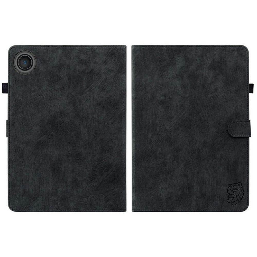 For Lenovo Tab TB311FU Case Tiger Imprint Anti-Scratch PU Leather Tablet Cover - Black