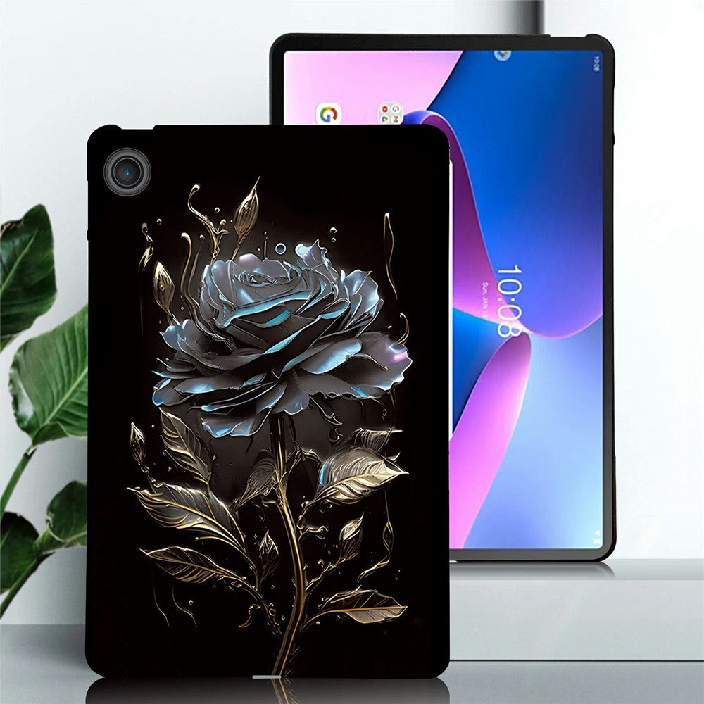 For Lenovo Tab TB311FU TPU Case Pattern Printing Slim Tablet Protective Cover - Black Rose