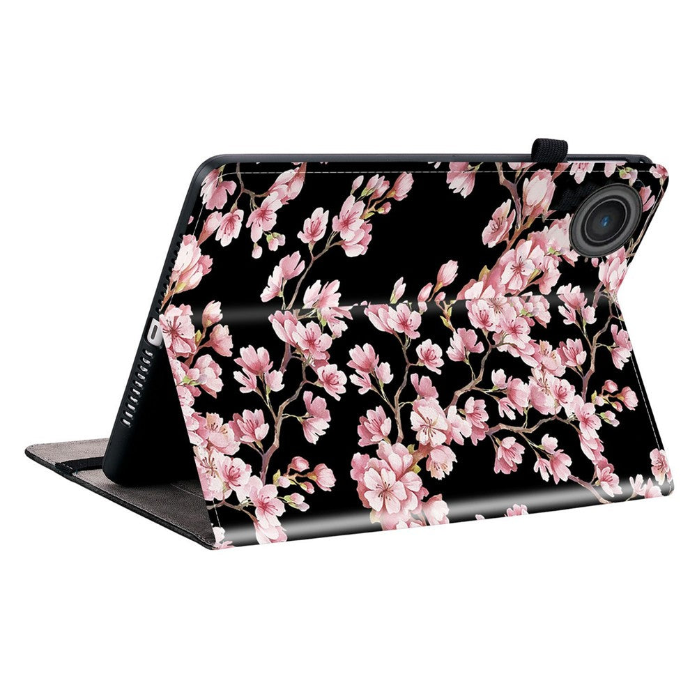 For Lenovo Tab TB311FU Leather Case Pattern Printed Stand Tablet Cover with Card Slots - Plum Blossom