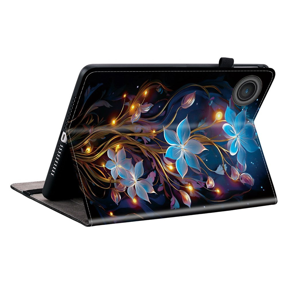 For Lenovo Tab TB311FU Leather Case Pattern Printed Stand Tablet Cover with Card Slots - Small Lantern Flower