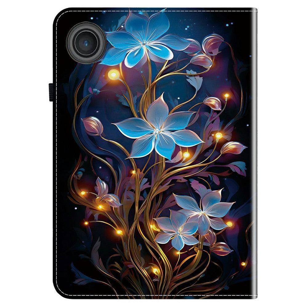 For Lenovo Tab TB311FU Leather Case Pattern Printed Stand Tablet Cover with Card Slots - Small Lantern Flower