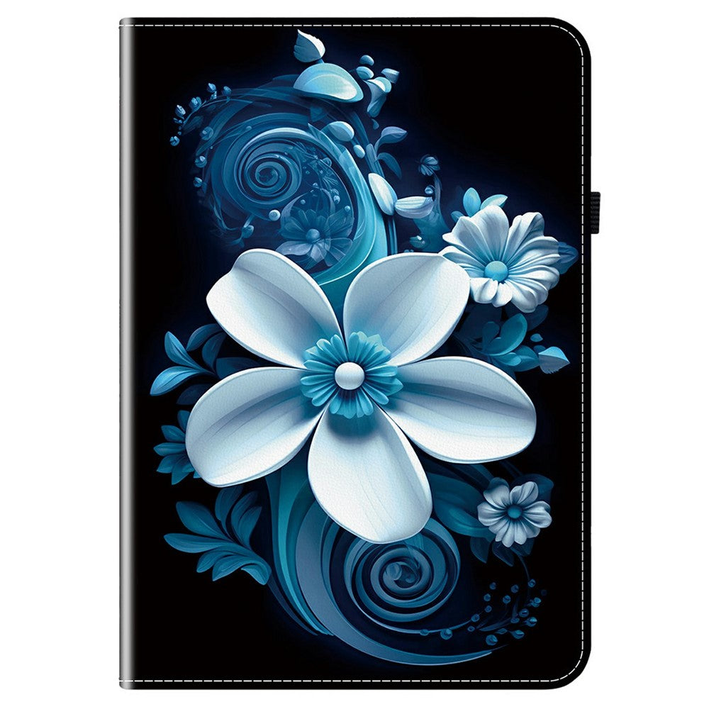 For Lenovo Tab TB311FU Leather Case Pattern Printed Stand Tablet Cover with Card Slots - Black Orchid