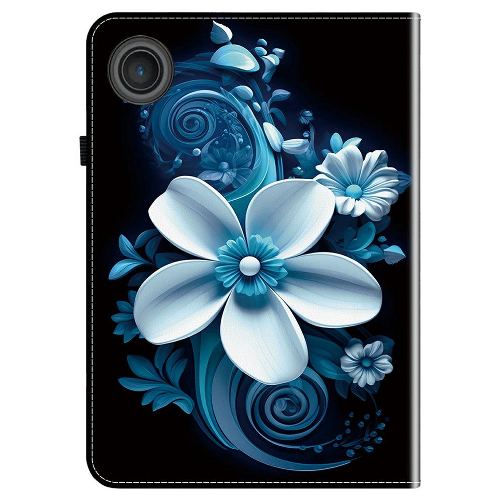 For Lenovo Tab TB311FU Leather Case Pattern Printed Stand Tablet Cover with Card Slots - Black Orchid