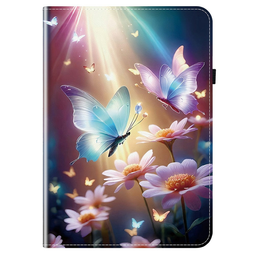 For Lenovo Tab TB311FU Leather Case Pattern Printed Stand Tablet Cover with Card Slots - Butterfly Floral