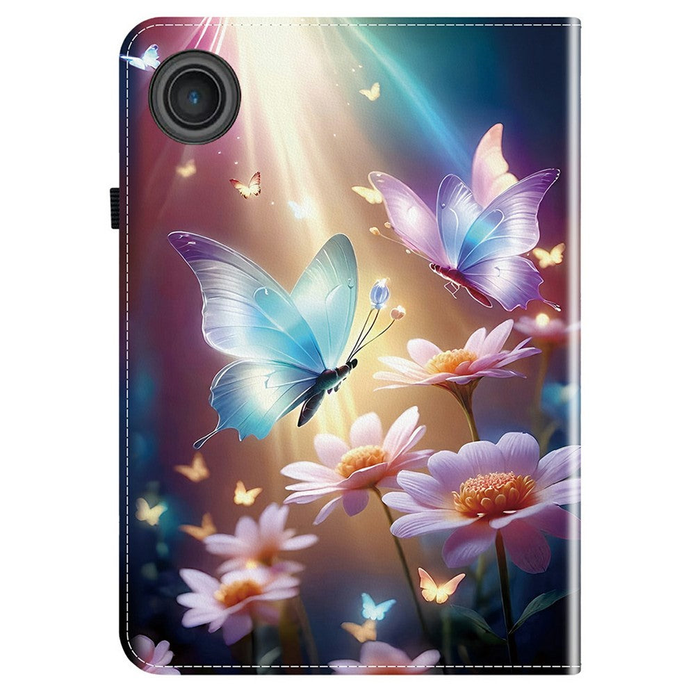 For Lenovo Tab TB311FU Leather Case Pattern Printed Stand Tablet Cover with Card Slots - Butterfly Floral