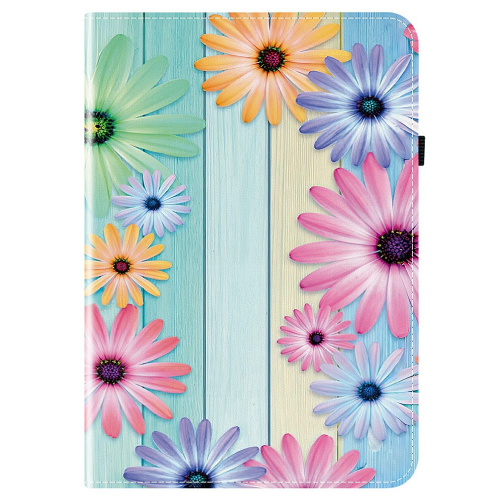 For Lenovo Tab TB311FU Leather Case Pattern Printed Stand Tablet Cover with Card Slots - Sunflower